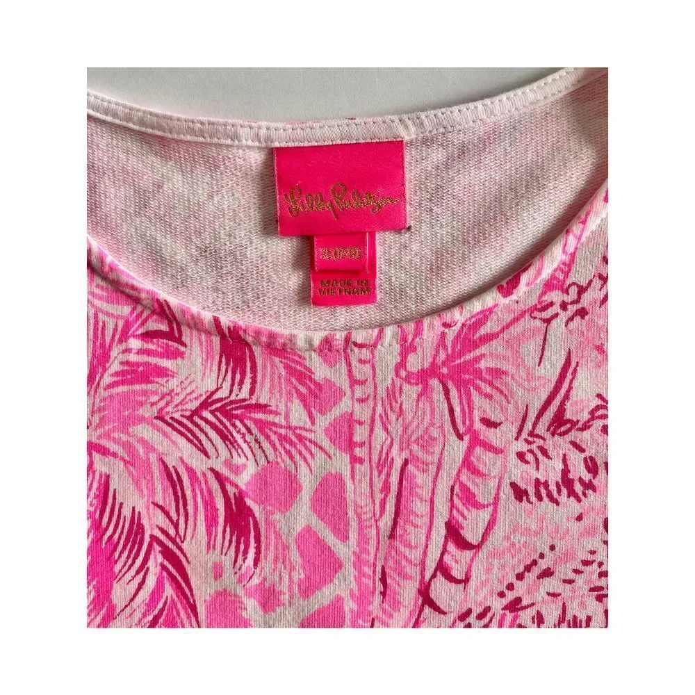 Lilly Pulitzer Kailyn Pink Blossom Palm Beach Paradise Dress Girls Size XL 12-14